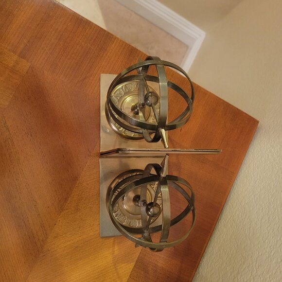 Brass Armillary Sphere Sundial Bookends - Picture 6 of 8